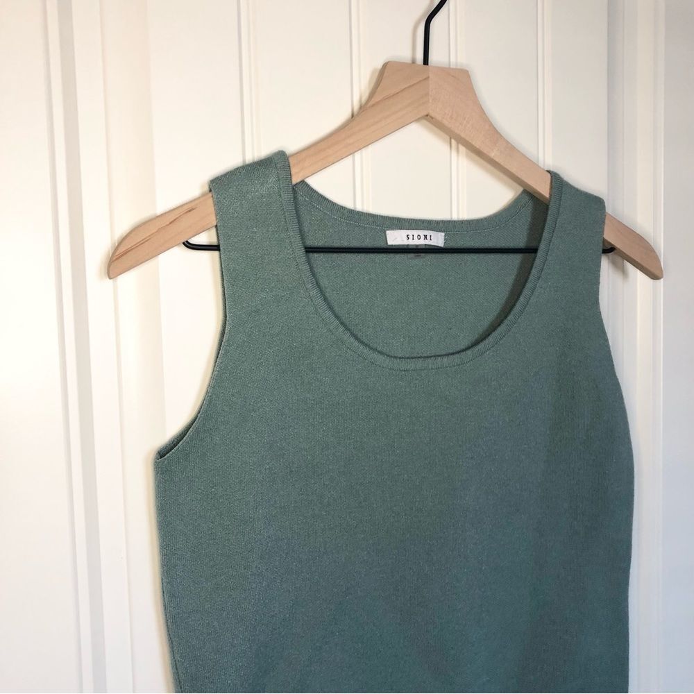 Sioni Sage Green Knit Tank Top - Picture 2 of 4